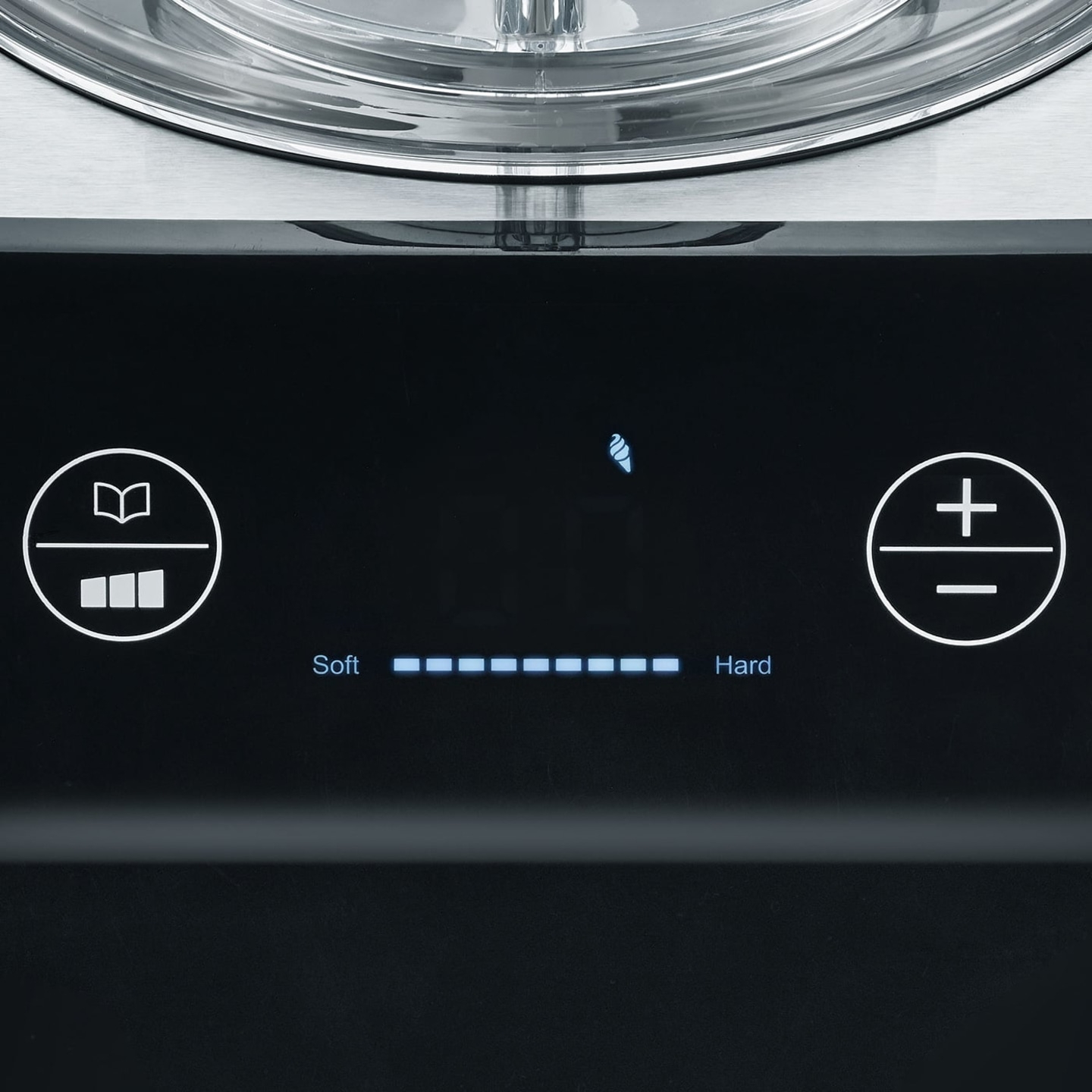 Ice cream machine control panel, ice cream icon, soft hard indicator, plus minus buttons