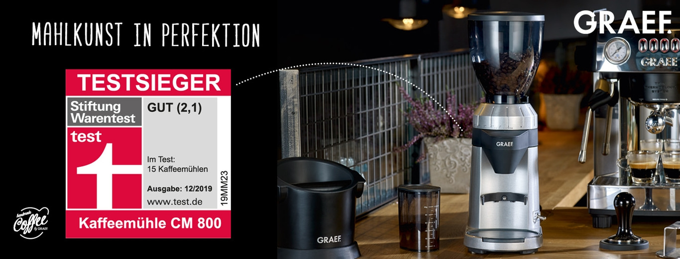 Moulin à café CM 800, test, GRAEF, l'art de la mouture, vainqueur du test, Stiftung Warentest
