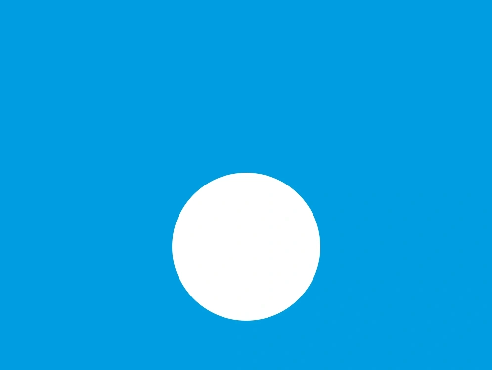 Blauer Hintergrund mit weißem Kreis in der Mitte, minimalistisch
