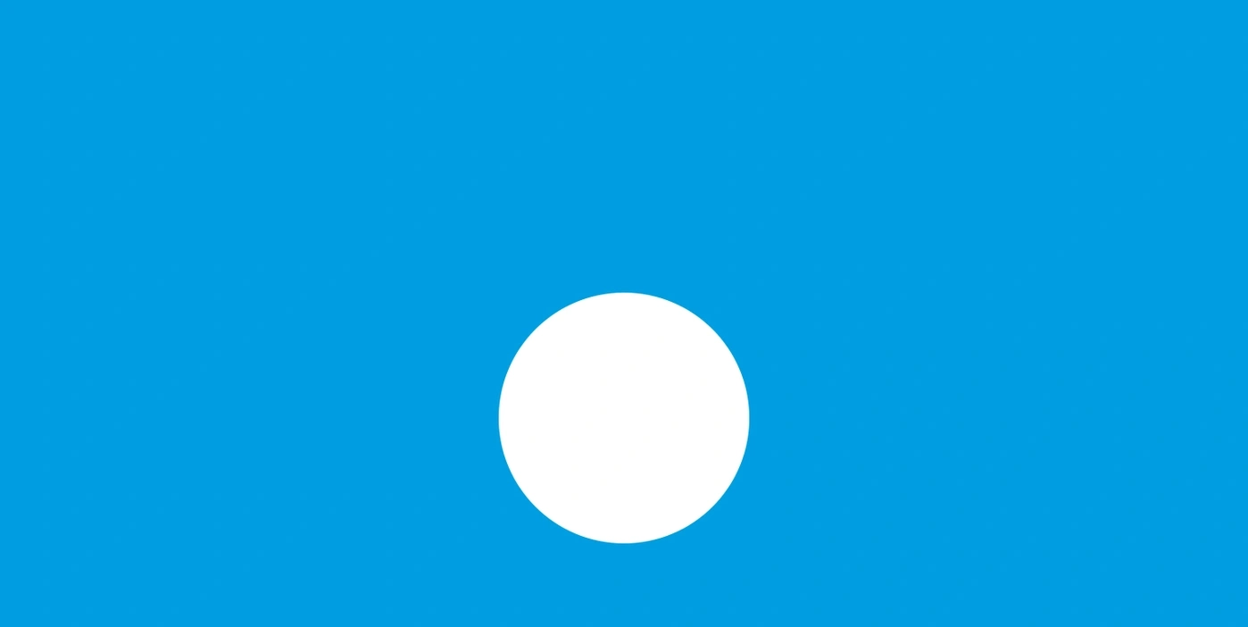 Blauer Hintergrund mit weißem Kreis in der Mitte. Einfach und minimalistisch.