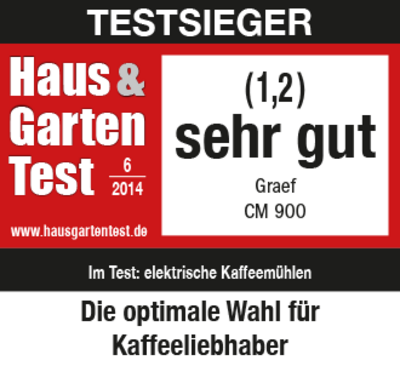 Testsieger Haus & Garten Test 2014, Graef CM 900, sehr gut, elektrische Kaffeemühlen, optimale Wahl