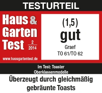 Haus & Garten Test review: Good (1.5) for Graef toaster TO 61/TO 62, 2014.