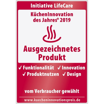 Auszeichnung für Kücheninnovation 2019, ausgezeichnetes Produkt, Funktionalität, Innovation, Produktnutzen, Design