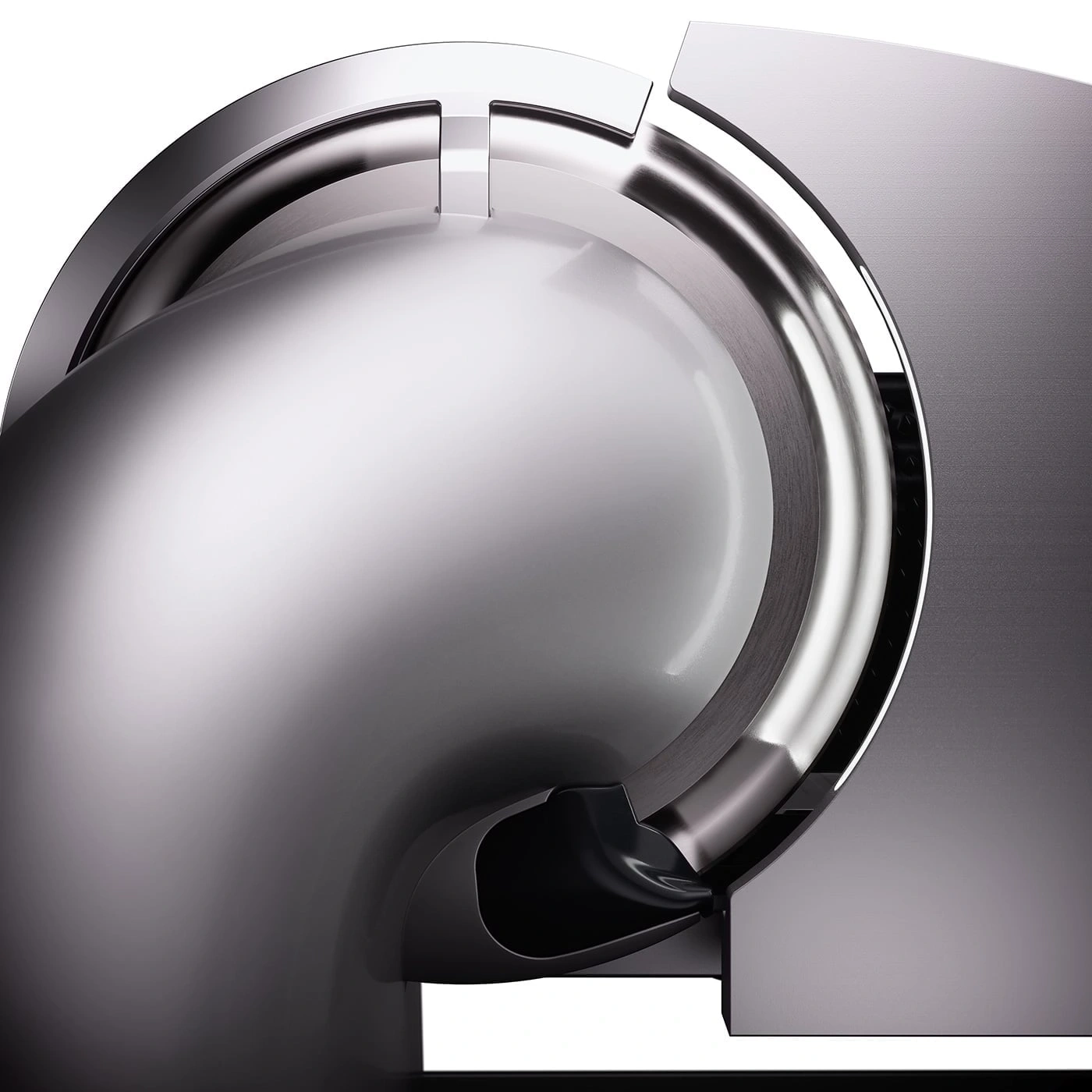 Shiny metal object, abstract design, smooth surface, modern art, close-up, studio shot, light reflections