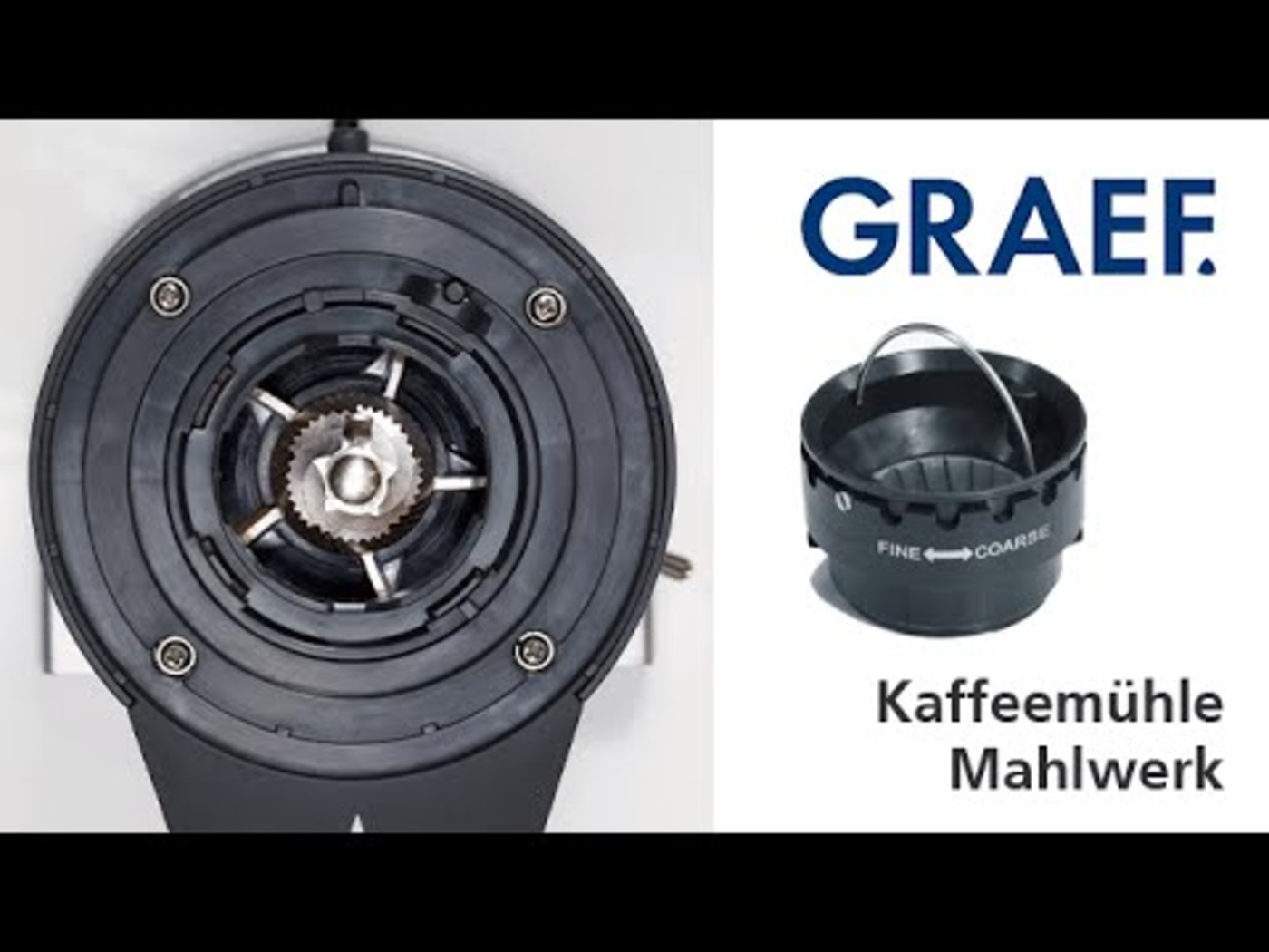 Kaffeemühle Mahlwerk, GRAEF, Fein und Grob, schwarze Teile, Metall